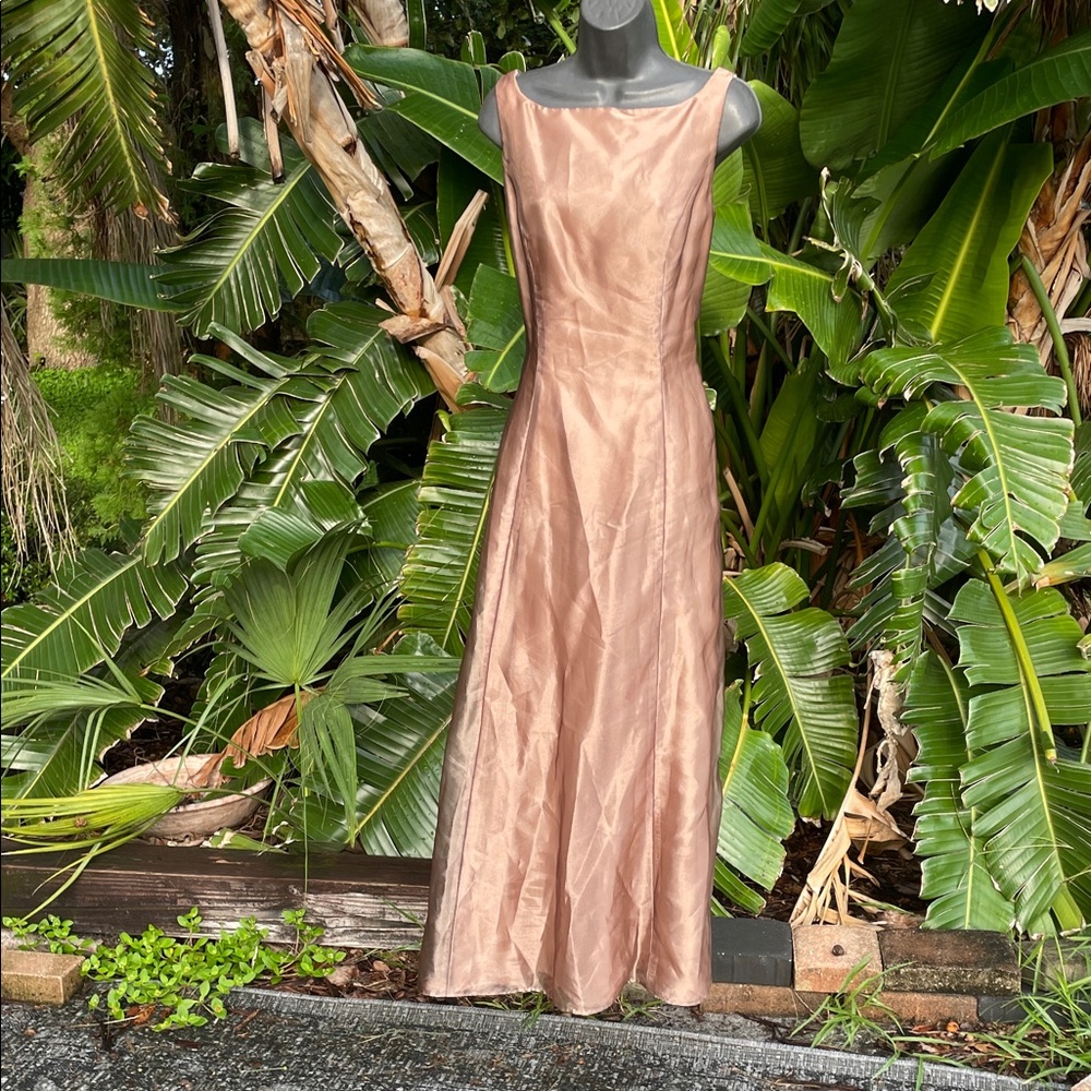 Alfred Angelo Rose gold formal dress with Rosette